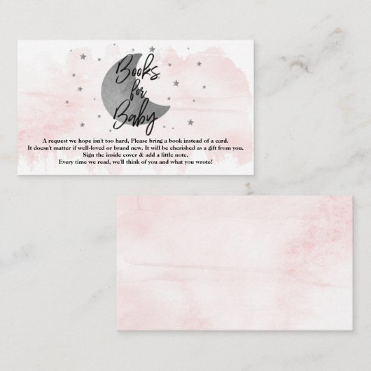Over de maan | Meisjesboeken voor de Baby shower v Informatiekaartje (Voorkant / Achterkant)