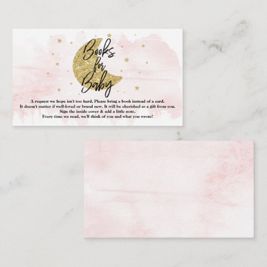 Over de maan | Meisjesboeken voor de Baby shower v Informatiekaartje (Voorkant / Achterkant)