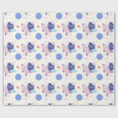 Over de maan met een schattige konijnenastronaut cadeaupapier (Vlak)