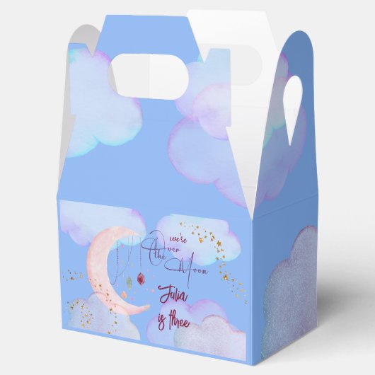 Over de maan mooie pastel kinderen verjaardag bedankdoosjes (Geopend)