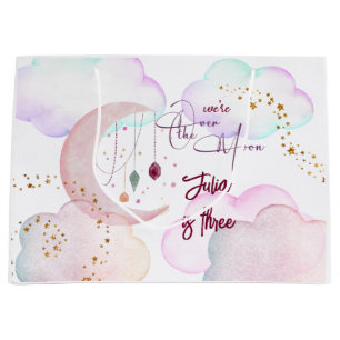 Over de maan mooie pastel kinderen verjaardag groot cadeauzakje