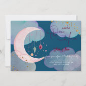 Over de maan mooie pastel kinderen verjaardag kaart (Voorkant)