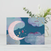 Over de maan mooie pastel kinderen verjaardag kaart (Staand voorkant)