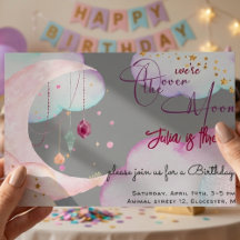 Over de maan mooie pastel kinderen verjaardag