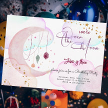 Over de maan mooie pastel kinderen verjaardag