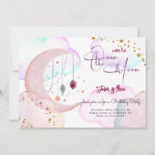 Over de maan mooie pastel kinderen verjaardag kaart (Voorkant)