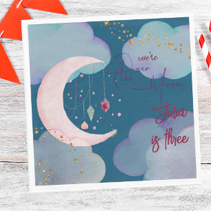 Over de maan mooie pastel kinderen verjaardag servet