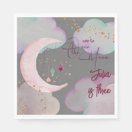 Over de maan nacht hemel kinderen verjaardag servet (Voorkant)