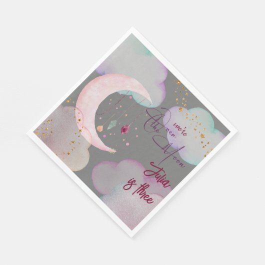 Over de maan nacht hemel kinderen verjaardag servet (Hoek)