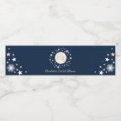 Over de Maan / Navy Gold Celestial Twinkle Star Waterfles Etiket (Enkel label)
