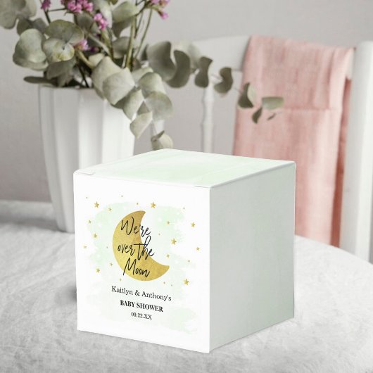 Over de maan | Neutraal Baby shower Bedankdoosjes