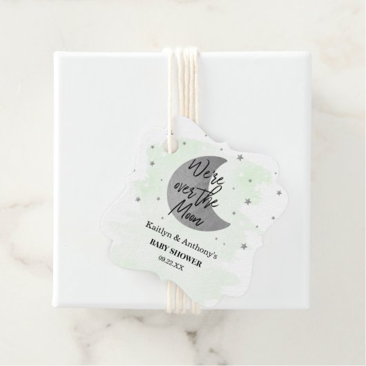 Over de maan | Neutraal Baby shower Bedankjes Labels (In situ)