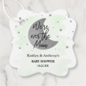 Over de maan | Neutraal Baby shower Bedankjes Labels (Voorkant)