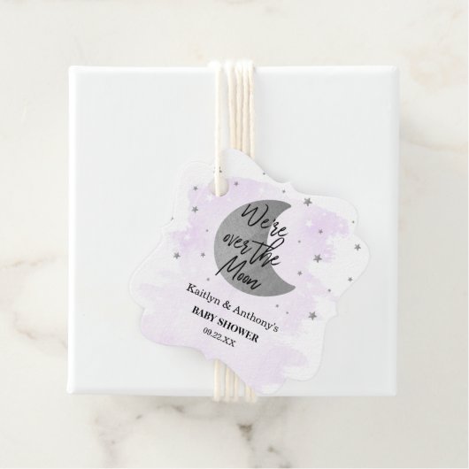 Over de maan | Neutraal Baby shower Bedankjes Labels (In situ)