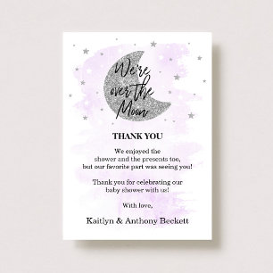 Over de maan   Neutraal Baby shower Bedankkaart