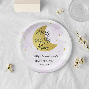 Over de maan Neutraal Baby shower Bord