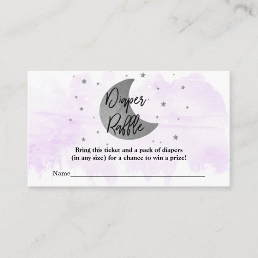 Over de maan | Neutraal Baby shower Diaper Raffle Informatiekaartje (Voorkant)