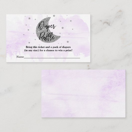 Over de maan | Neutraal Baby shower Diaper Raffle Informatiekaartje (Voorkant / Achterkant)