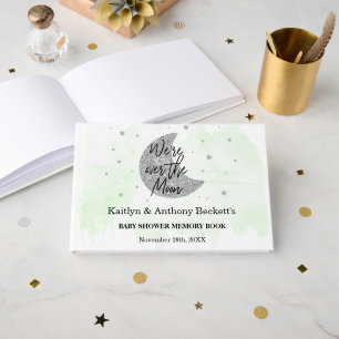 Over de maan Neutraal Baby shower geheugen Gastenboek