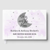 Over de maan | Neutraal Baby shower geheugen Gastenboek (Voorkant)