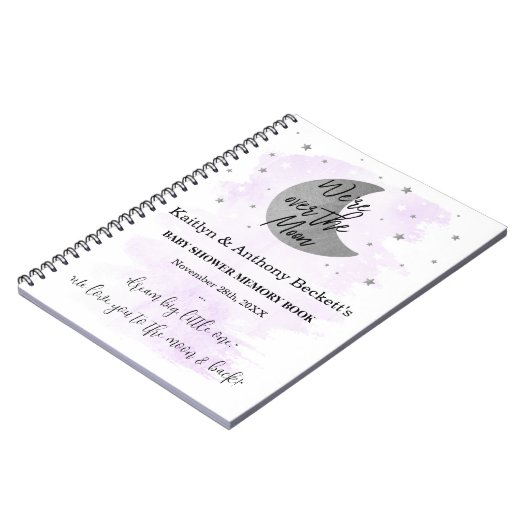 Over de maan | Neutraal Baby shower Memory Book Notitieboek (Linkerzijde)