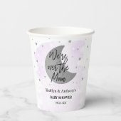 Over de maan | Neutraal Baby shower Papieren Bekers (Achterkant)