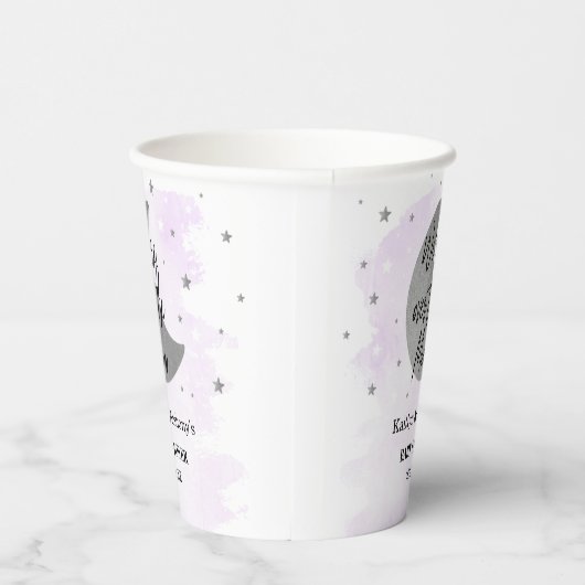 Over de maan | Neutraal Baby shower Papieren Bekers (Rechts)