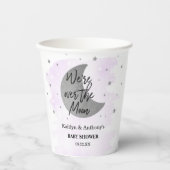 Over de maan | Neutraal Baby shower Papieren Bekers (Voorkant)