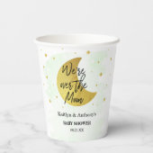 Over de maan | Neutraal Baby shower Papieren Bekers (Achterkant)