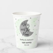 Over de maan | Neutraal Baby shower Papieren Bekers (Achterkant)