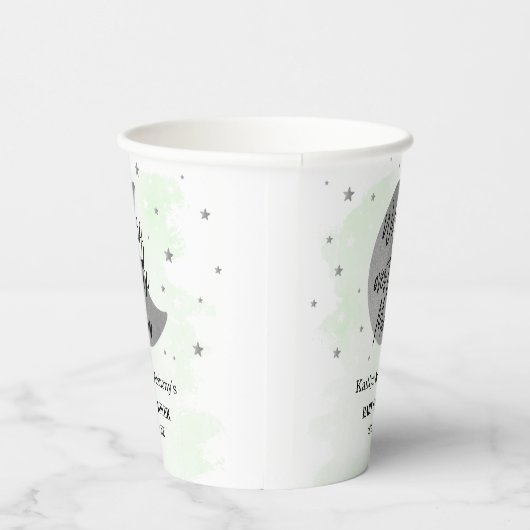 Over de maan | Neutraal Baby shower Papieren Bekers (Rechts)