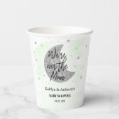 Over de maan | Neutraal Baby shower Papieren Bekers (Achterkant)