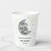 Over de maan | Neutraal Baby shower Papieren Bekers (Voorkant)