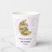 Over de maan | Neutraal Baby shower Papieren Bekers (Voorkant)