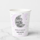 Over de maan | Neutraal Baby shower Papieren Bekers (Achterkant)