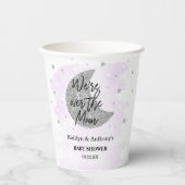 Over de maan | Neutraal Baby shower Papieren Bekers (Voorkant)