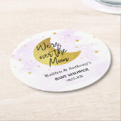 Over de maan | Neutraal Baby shower Ronde Kartonnen Onderzetter (Gebogen)