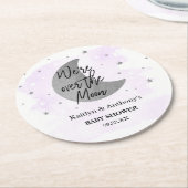 Over de maan | Neutraal Baby shower Ronde Kartonnen Onderzetter (Gebogen)