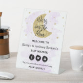 Over de maan | Neutraal Baby shower Welkom Reclamebord Met Voetstuk (Insitu)