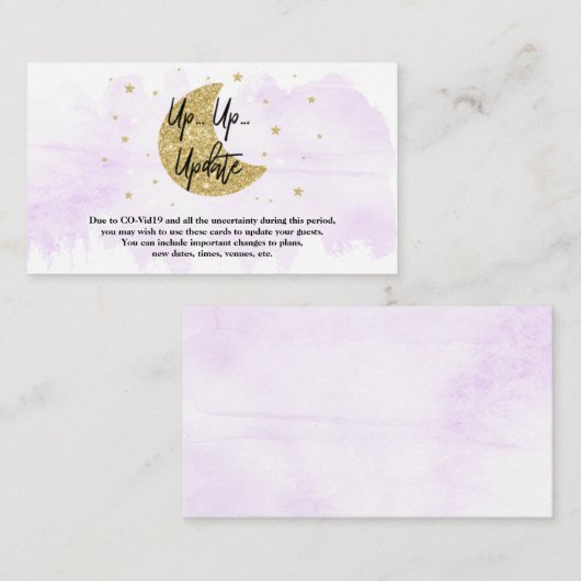 Over de maan | Neutrale Baby shower Update Kaarten (Voorkant / Achterkant)