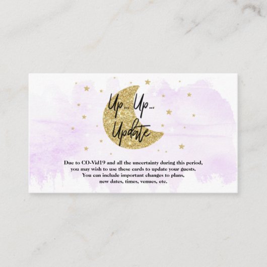 Over de maan | Neutrale Baby shower Update Kaarten (Voorkant)