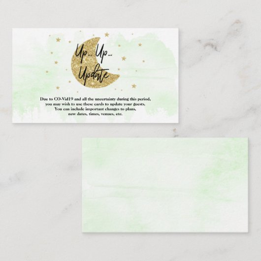 Over de maan | Neutrale Baby shower Update Kaarten (Voorkant / Achterkant)