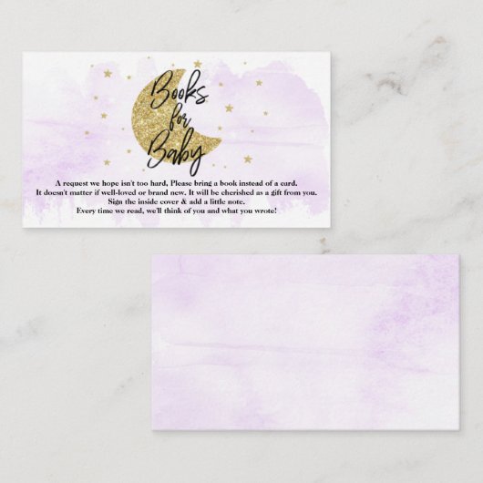 Over de maan | Neutrale Baby showers boeken voor B Informatiekaartje (Voorkant / Achterkant)