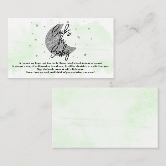 Over de maan | Neutrale Baby showers boeken voor B Informatiekaartje (Voorkant / Achterkant)