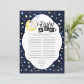 Over de maan Olifant Baby ABC's spel Kaart (Staand voorkant)