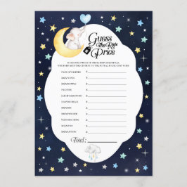 Over de maan olifant Baby shower prijsspel Kaart