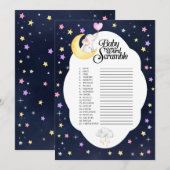 Over de maan Olifant Baby Word Scramble spel Kaart (Voorkant / Achterkant)