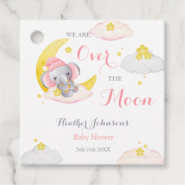 Over de maan olifant meisje Baby shower Bedankjes Labels