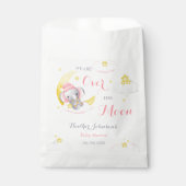 Over de maan olifant meisje Baby shower Bedankzakje (Voorkant)