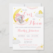 Over de maan olifant meisje Baby shower Kaart (Voorkant)
